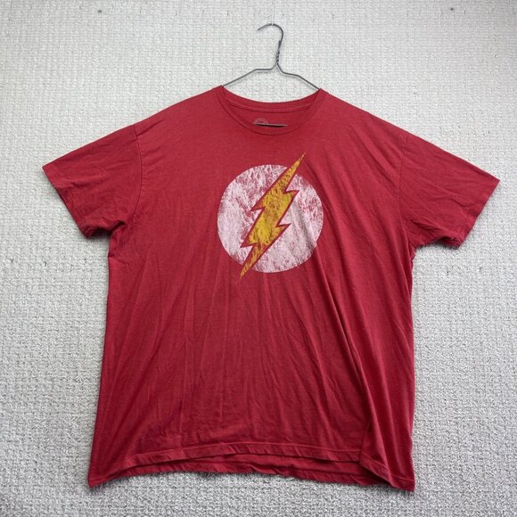 Retro The Flash DC Comics Faded Red Distressed Logo T-Shirt Men’s Size 2XL Read - Picture 1 of 16